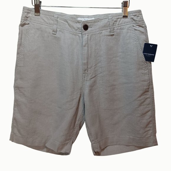 LUCKY BRAND Other - NEW LUCKY BRAND TAN LINEN BLEND FLAT FRONT CHINO BERMUDA WALKING SHORTS (30X8)